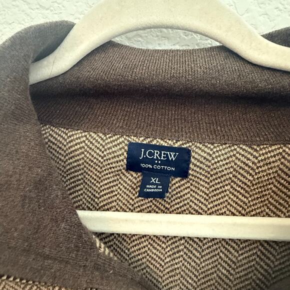 J.CREW 100% COTTON KNIT SWEATER BROWN & TAN HERRINGBONE Size XL - Picture 3 of 6
